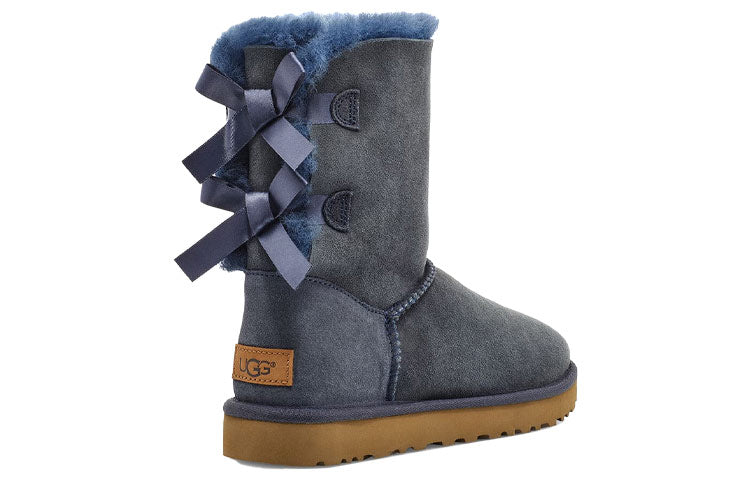 (WMNS) UGG Bailey Bow II Boot Fleece Lined High Top Navy Blue 1016225-NAVY