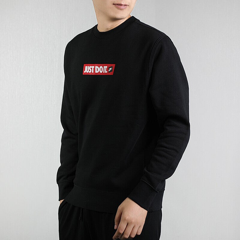Nike JDI Printing Fleece Lined Athleisure Casual Sports Black Round Neck Pullover Black BV5090-010