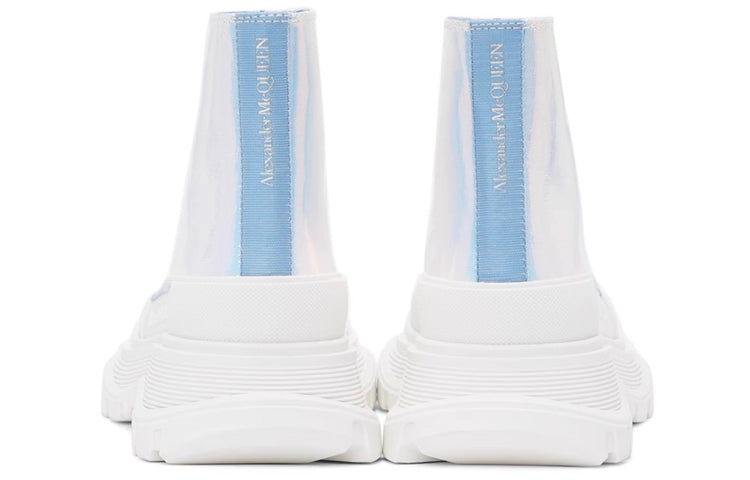(WMNS) Alexander McQueen Silver Holographic Tread Slick Platform High Sneakers 'White Multi' 650782W4PC19583