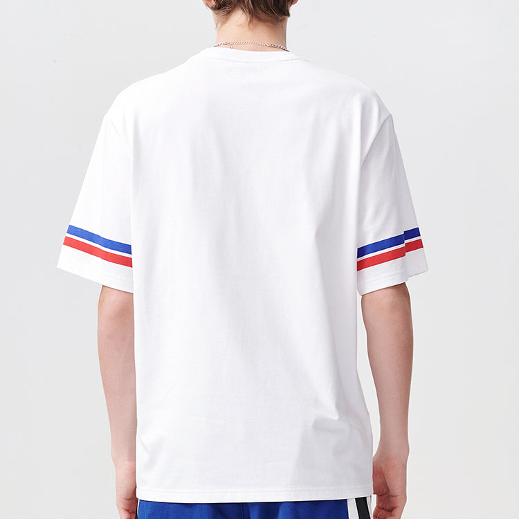 Men's FILA FUSION Baseball Printing Sports Loose Round Neck Short Sleeve White T-Shirt T11M122110A-WT