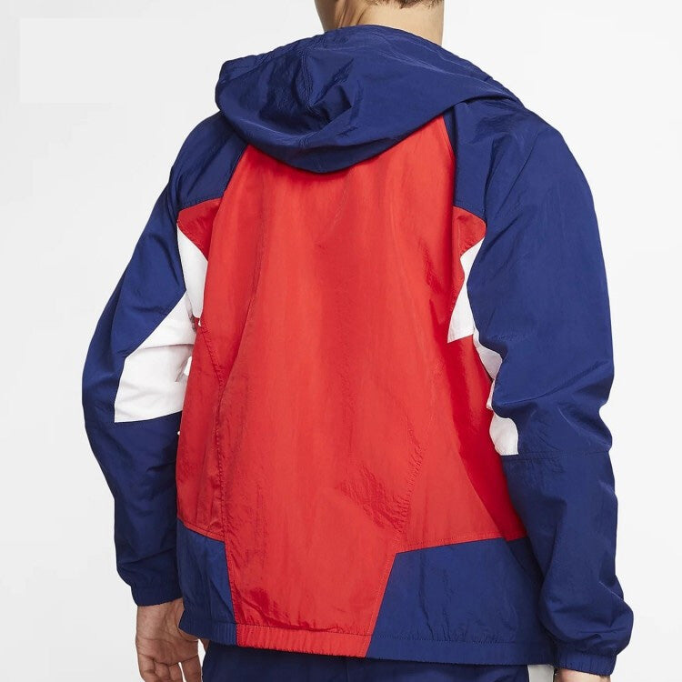 Men's Nike Splicing Colorblock Windproof Woven Hooded Jacket University Red DB5172-657