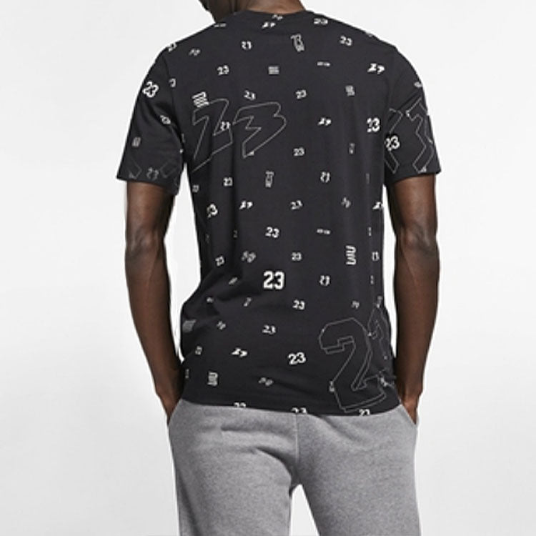 Air Jordan Round Neck Full Print Basketball Athleisure Casual Sports Short Sleeve Black AT0551-010