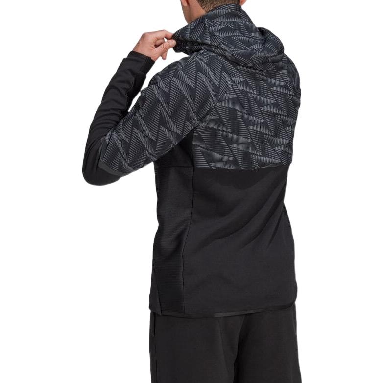 adidas Patchwork Print Hooded Jacket Men's Black HI5689