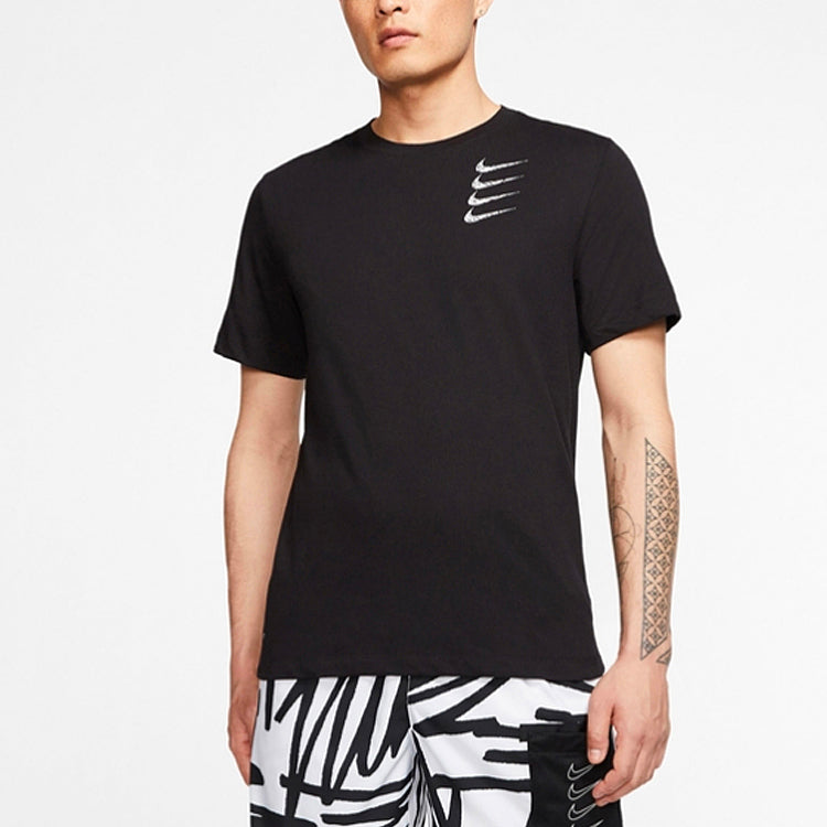 Nike Round Neck Training Short Sleeve 'Multi Swoosh Black White' CT6465-010