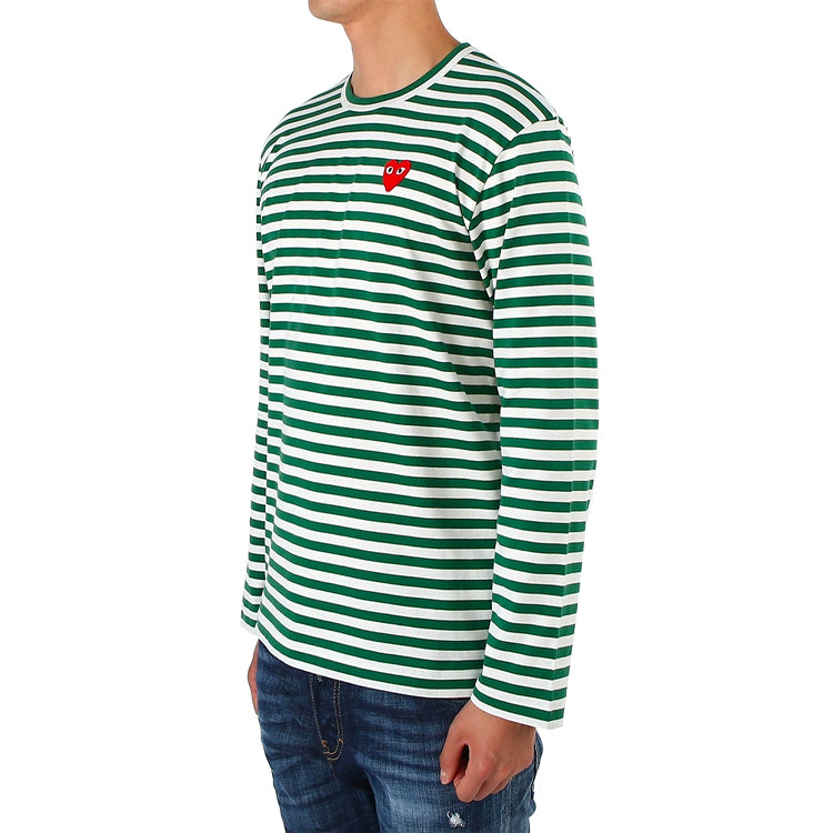 COMME des GARCONS PLAY Striped Long-Sleeve T-Shirt 'Green' AZ-T164-051-3