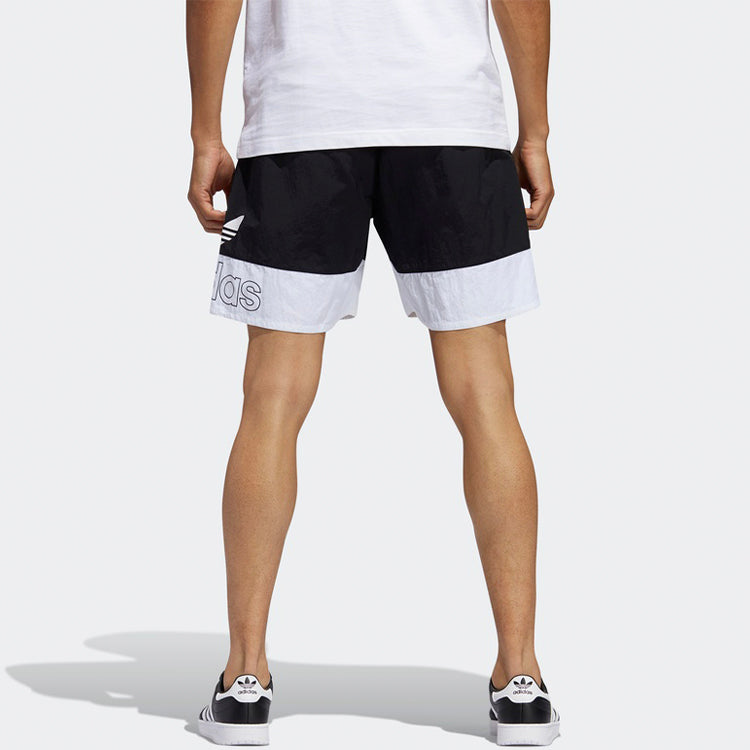adidas originals Logo Alphabet Printing Splicing Loose Shorts Black White FM1547