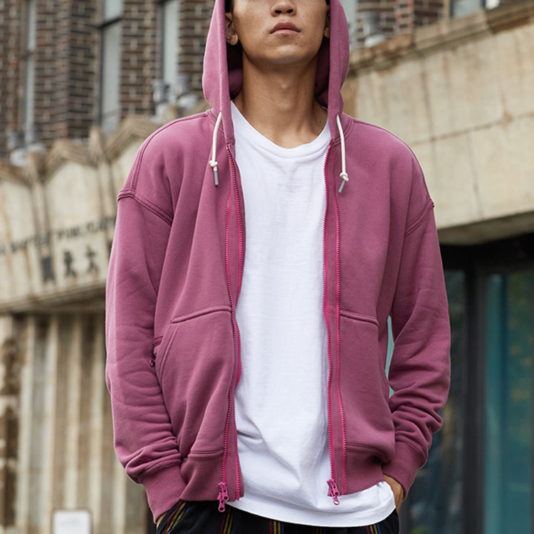 Converse Retro Solid Color Loose Hooded Jacket Red Purple 10022002-A05