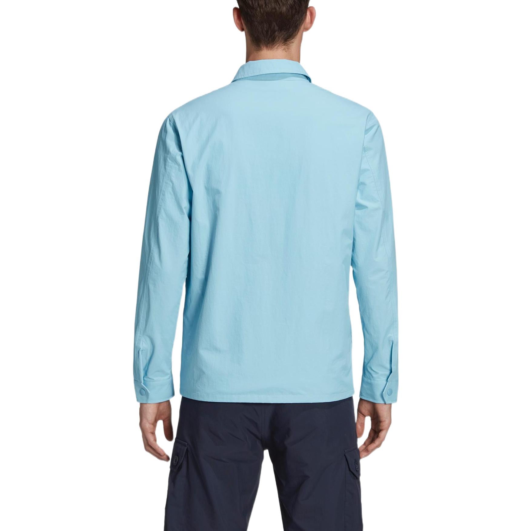 Men's adidas originals Solid Color Zipper Long Sleeves Sports Jacket Blue DY5863