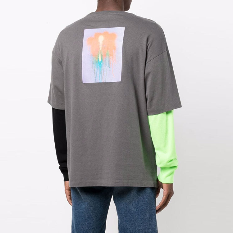 Off-White FW21 Pattern Printing Long Sleeves Gray T-Shirt OMAB022S21JER0078400