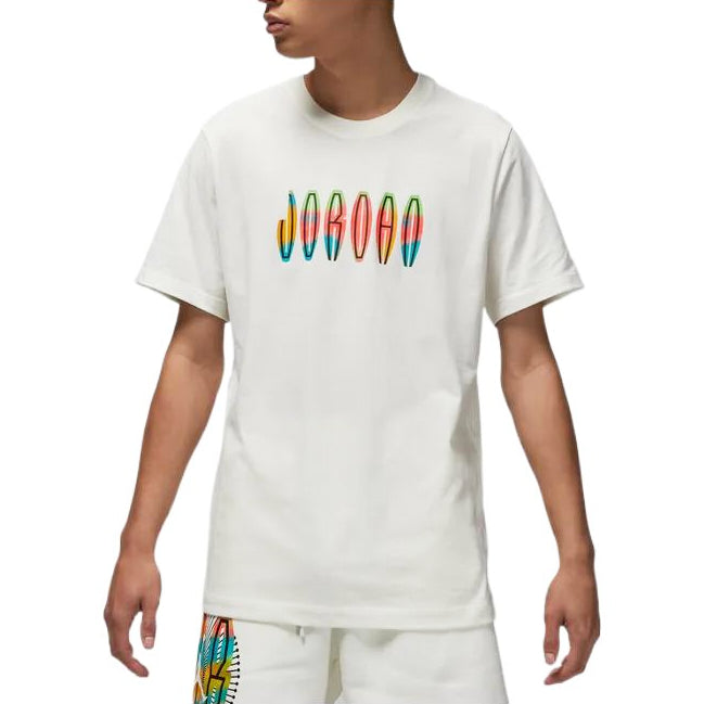 Air Jordan Solid Color Round Neck Pullover Brand Short Sleeve T-Shirt Men's White DQ7367-133