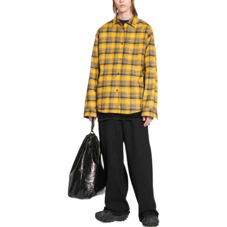 Balenciaga Reversible Oversized Check Overshirt 'Yellow Blue' 720105TNM277660