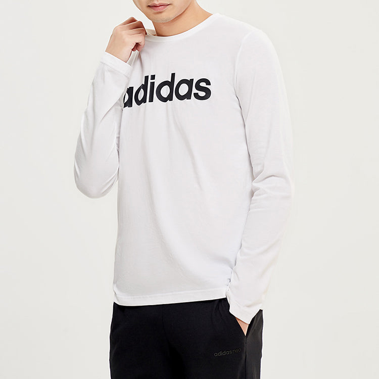 adidas neo M CE LNR LS logo Printing Round Neck Long Sleeves White EI4722