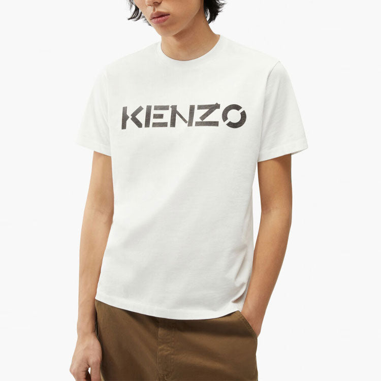 Men's KENZO Logo Printing Pullover Round Neck Short Sleeve White FB65TS0004SA-01B