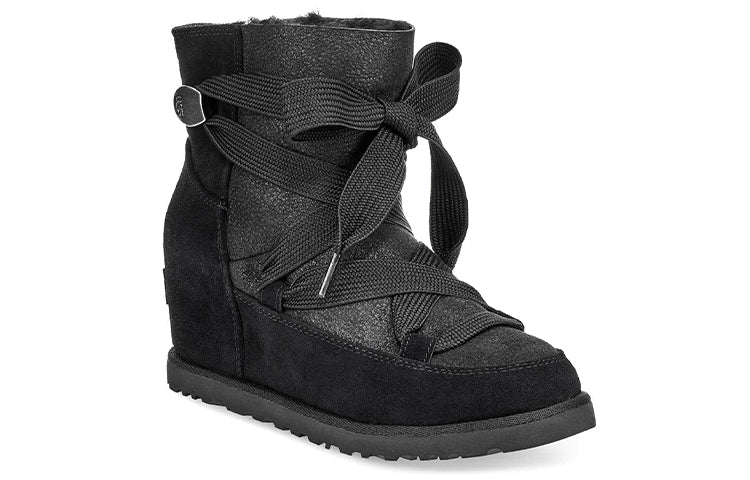 (WMNS) UGG Classic Femme Lace Up Snow Boots Black 1104612-BLK