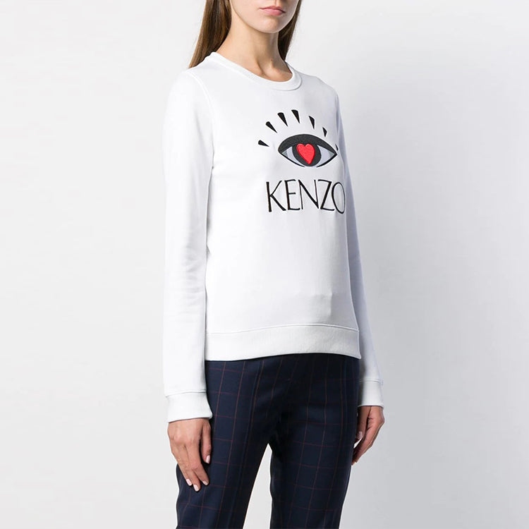 (WMNS) KENZO Embroidery Pure Cotton Swea White F962SW7134X4-01