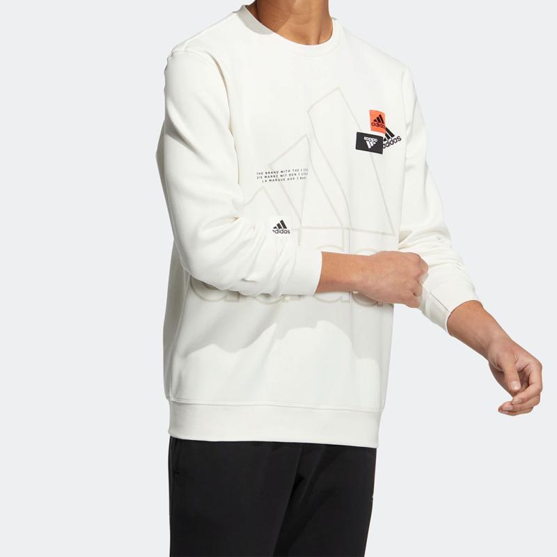 Men's adidas Mh Bp3 Crew Logo Athleisure Casual Sports Round Neck Autumn White HP1432