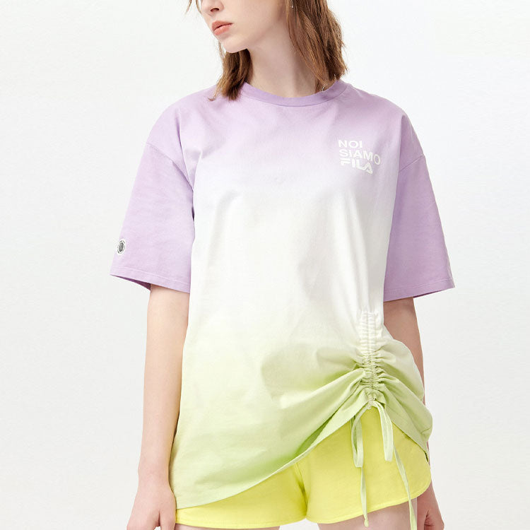 (WMNS) Fila Gradient Loose Drawstring Sports Short Sleeve Purple T11W121120F-VT