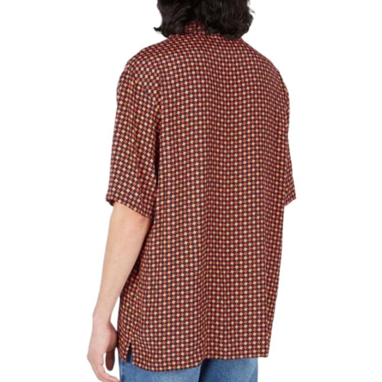 Gucci Geometric Houndstooth Print Bowling Shirt 'Blue Red' 731961-ZAL6I-4956