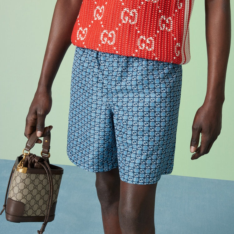 Gucci Interlocking G Print Nylon Swim Shorts 'Blue' 742958-XHAH9-4734