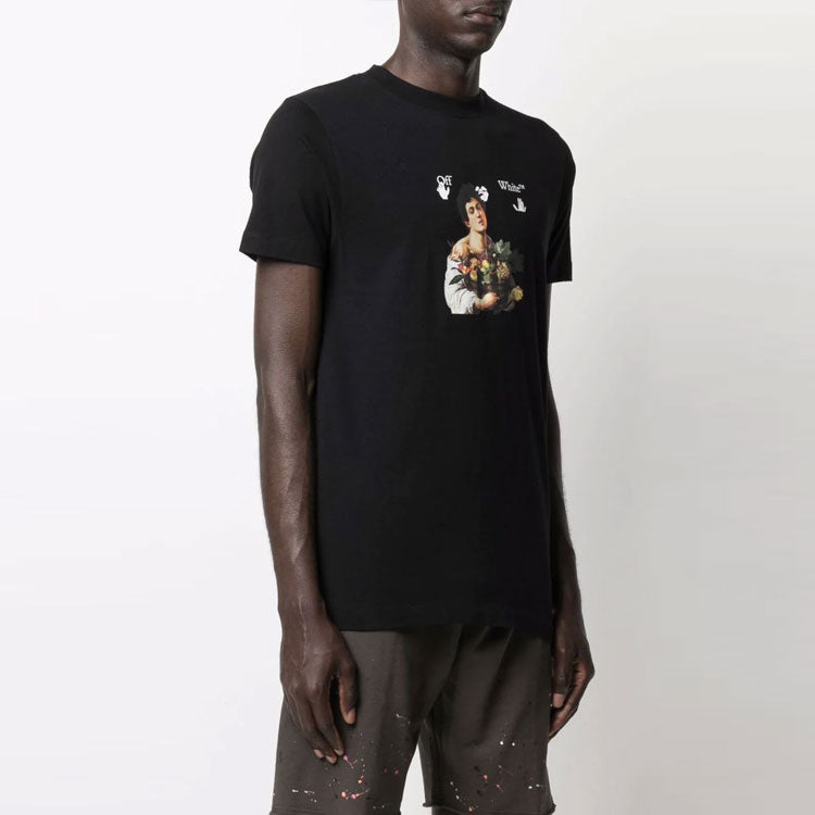 Off-White SS21 Cartoon Printing Round Neck Short Sleeve Version Black OMAA027S21JER0111001
