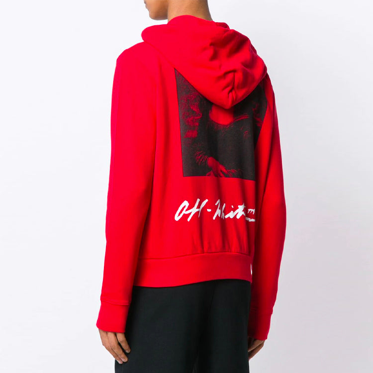 Off-White Mona Lisa Zip Up Hoodie 'Red' OMBE001S190030052010