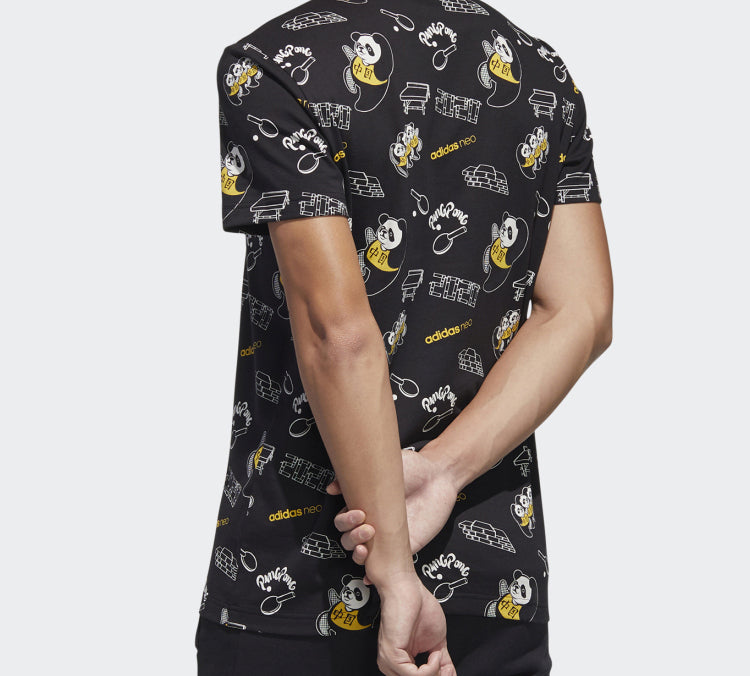 adidas neo Casual Sports Bear Short Sleeve Black GK1539
