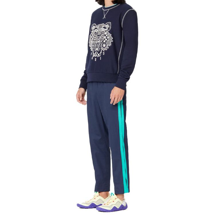 Men's KENZO Alphabet Embroidered Printing Pullover Blue FA5-5SW313-4XK-77