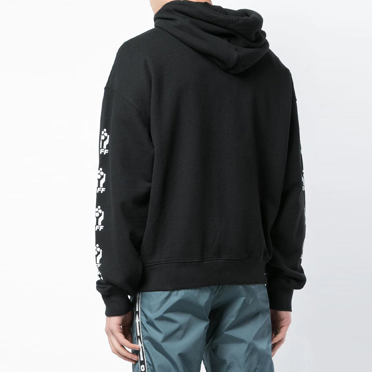 Off-White SS19 Printing Hooded Fleece Men Black OMBB037S190030201001