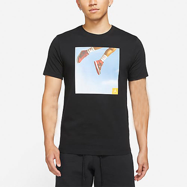 Men's Air Jordan Shoes Photo Printing Sports Short Sleeve Black T-Shirt DA9895-010