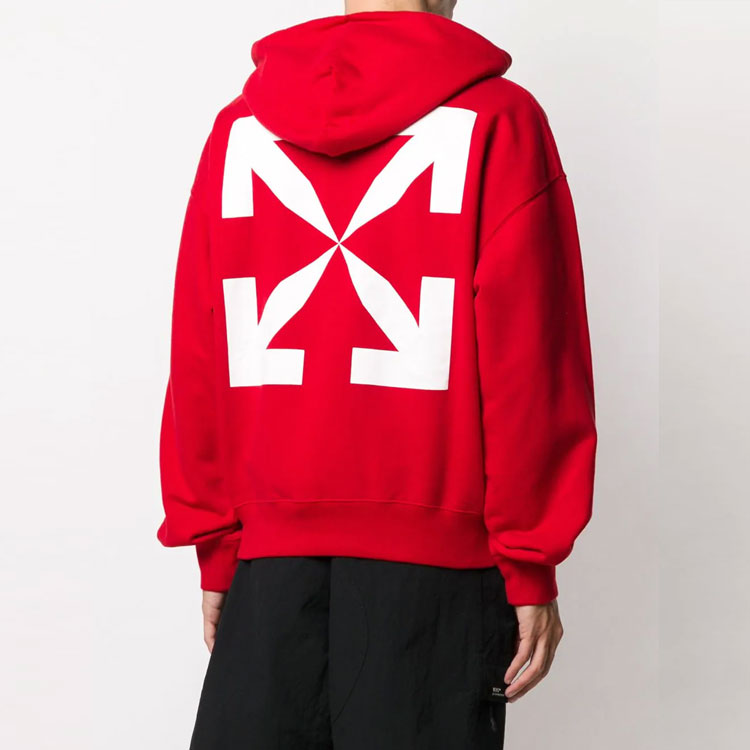 Off-White Arrows Pascal Skeleton Pascal Logo Hooded Sweater Men's Red OMBB037F20FLE0122540