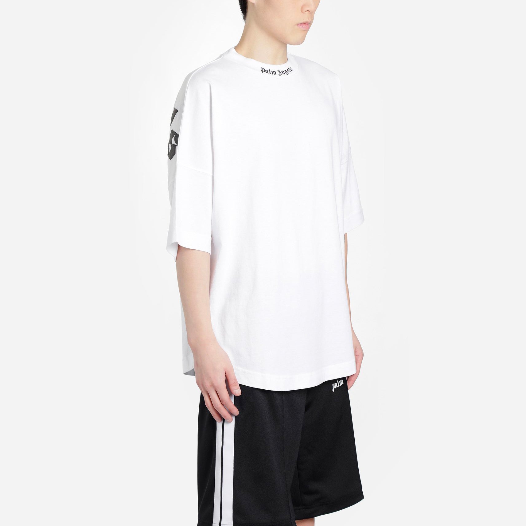 Men's PALM ANGELS Collar Back Logo Short Sleeve White PMAA002R204130350110