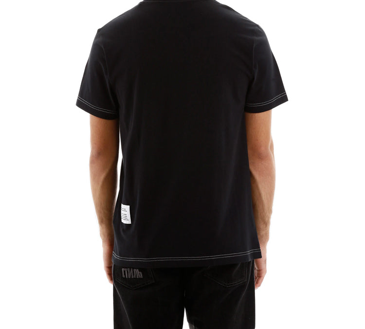 Men's HERON PRESTON Printing Pattern Short Sleeve Black HMAA004S209140371088