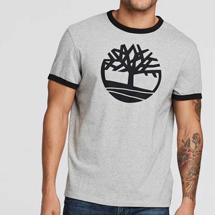 Men's Timberland Logo Printing Short Sleeve Gray A2B7U052