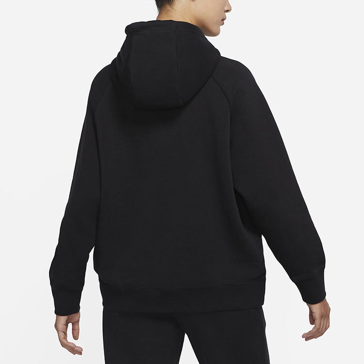 (WMNS) Nike NSW Graphic Hoodie 'Black Green' DO7197-010