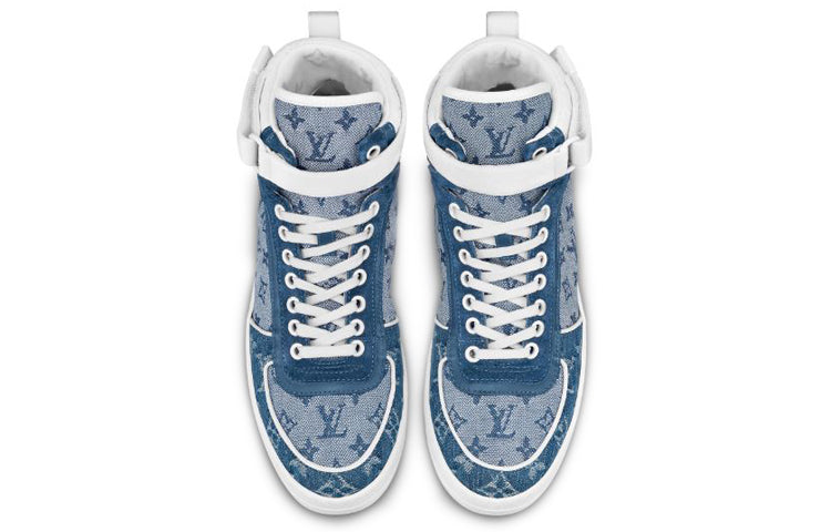 (WMNS) LOUIS VUITTON LV Boombox Monogram High-Top Sneakers Denim-Blue 1A8E3C