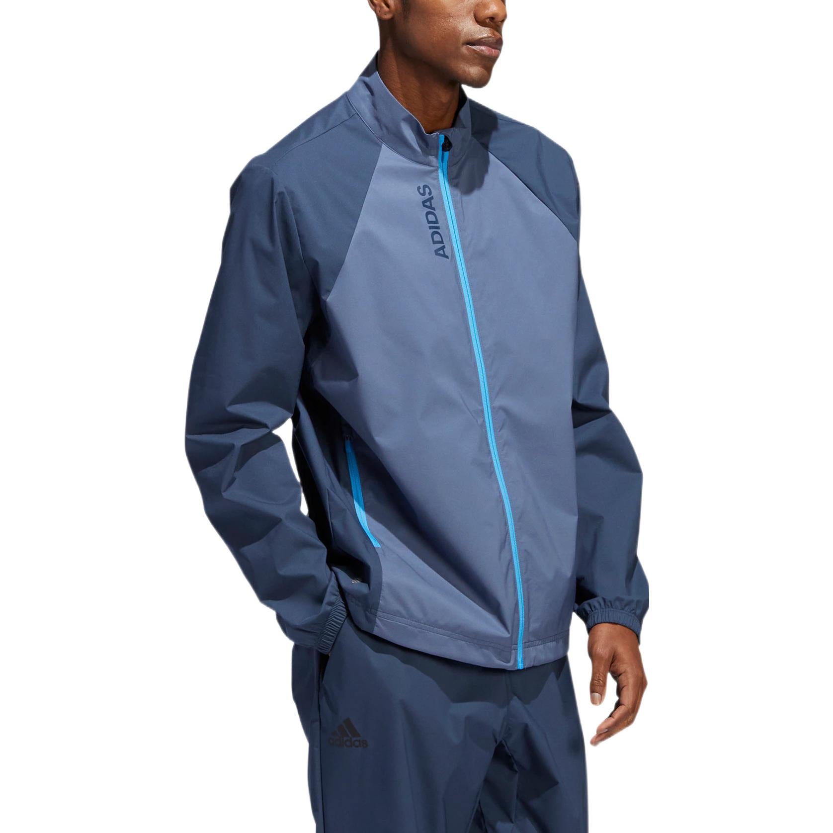 Men's adidas Prov Jacket Logo Printing Zipper Golf Sports Blue HF9188