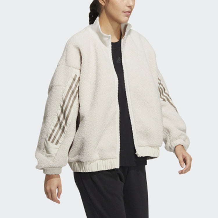 (WMNS) adidas Solid Color Zipper Stripe Casual Jacket Bauxite Brown HM7456