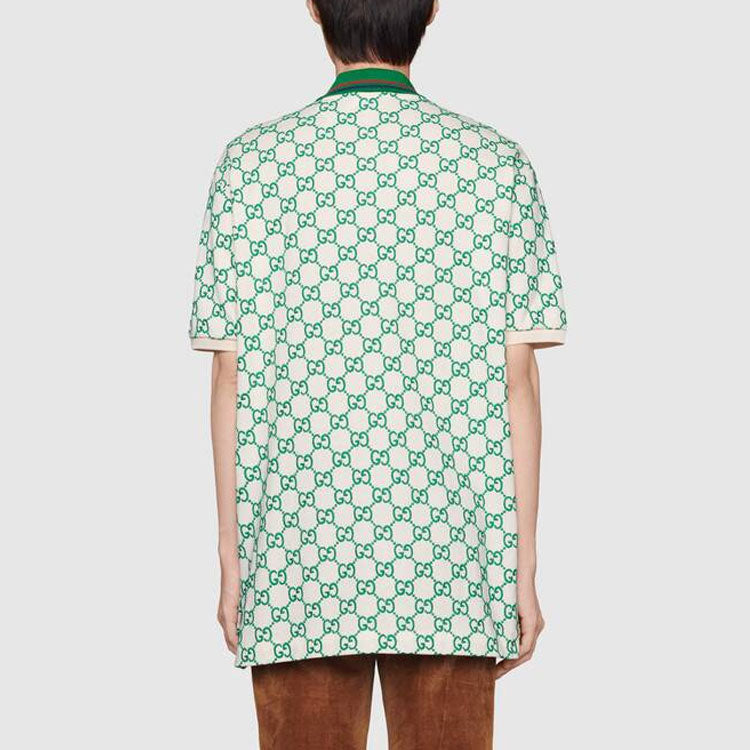 Men's Gucci SS21 GG Elastic Green Polo Shirt 598956-XJB0U-9063