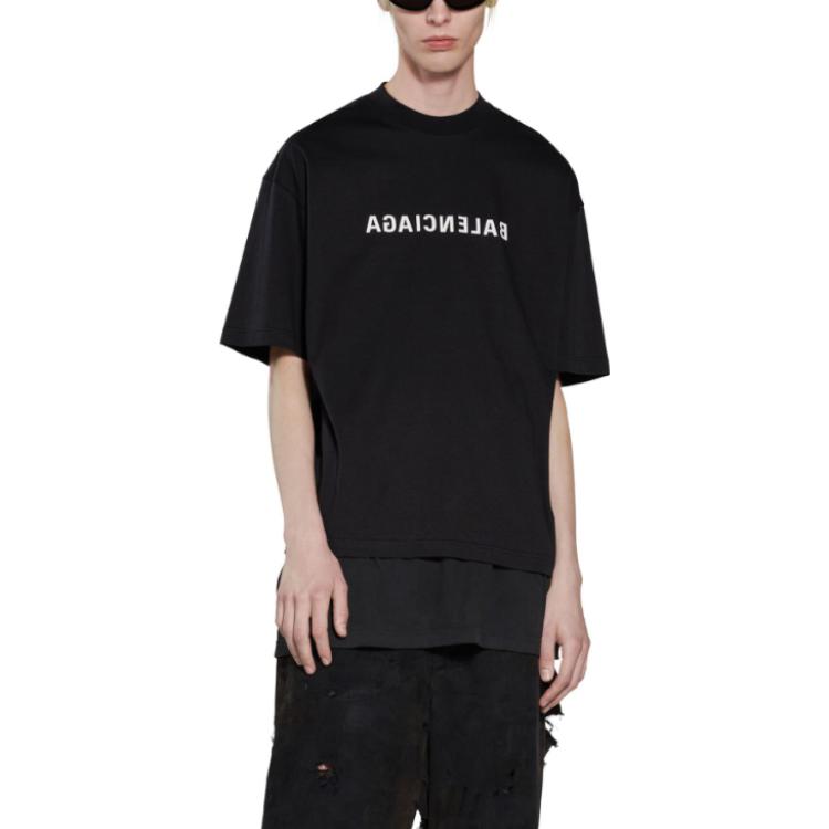 Balenciaga Mirror Balenciaga T-Shirt Medium Fit 'Black' 612966TNVR21070