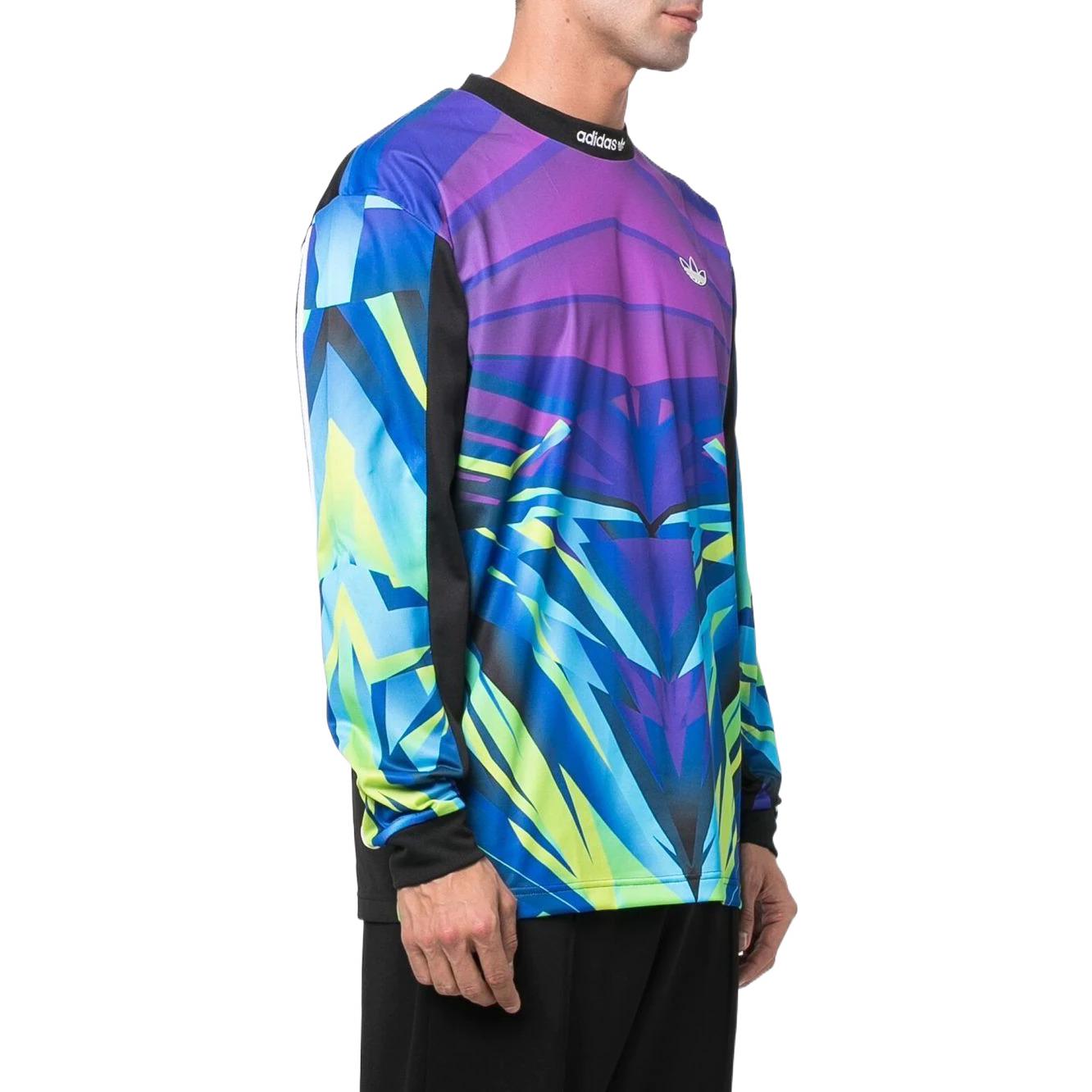 Men's adidas originals Full Print Pattern Logo Round Neck Long Sleeves Wool Sweater Multi-Color HE4706