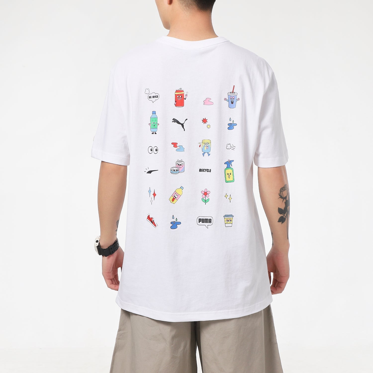 PUMA Sports Alphabet Printing Round Neck Short Sleeve White 531335-52