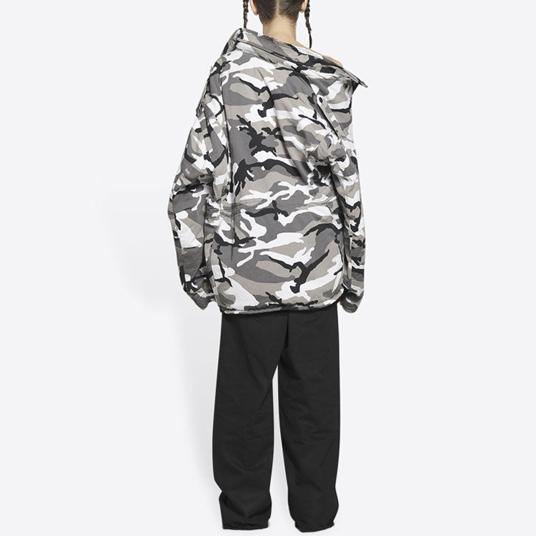 Men's Balenciaga FW21 Off-Shoulder Jacket Gray 663004TKLD41240