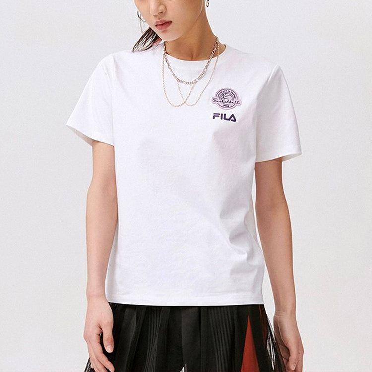 (WMNS) Fila FUSION Casual Sports Loose Knit Short Sleeve White T11W128103F-WT