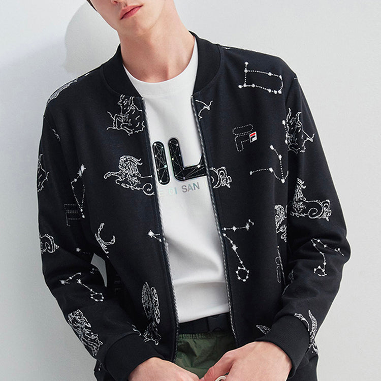 FILA Casual Sports Knit Printing Jacket Black F11M038507F-BK