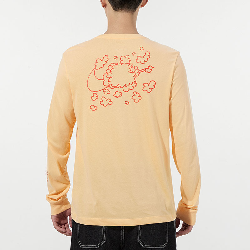 Men's Nike Basketball Training Sports Printing Breathable Long Sleeves Apricot Color T-Shirt AO0653-734