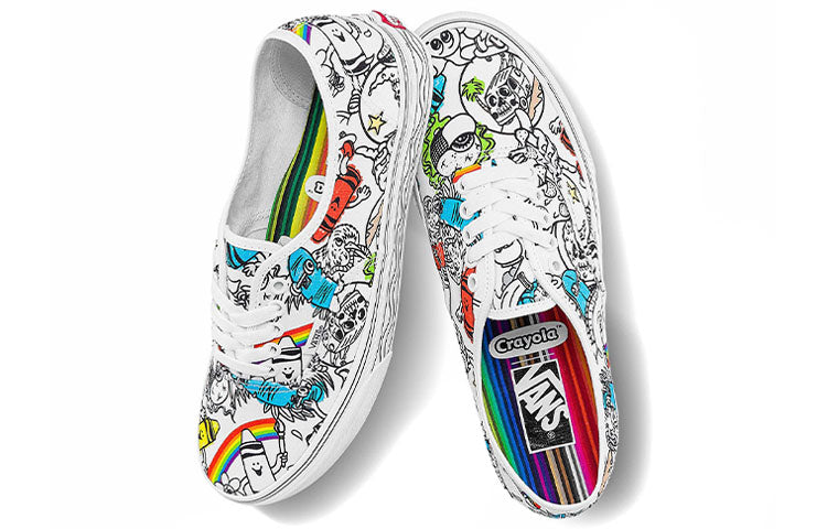Crayola x Vans Authentic Low Top Fashion Casual Skate Shoes White Black Graffiti Unisex 'White Black' VN0A5KRDARE
