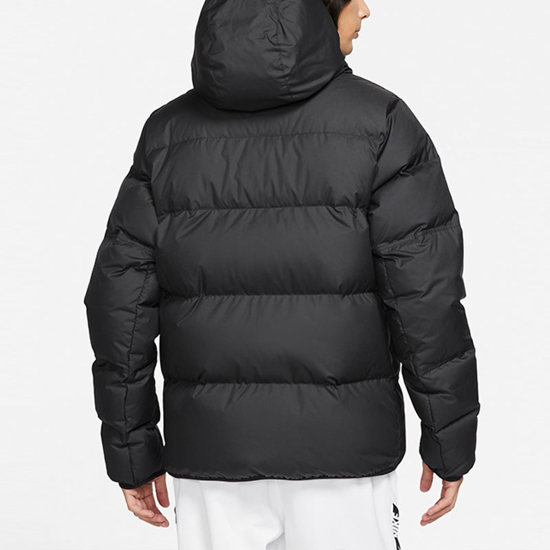 Nike logo Casual Solid Color Hooded Down Jacket Men's Black DD6795-010