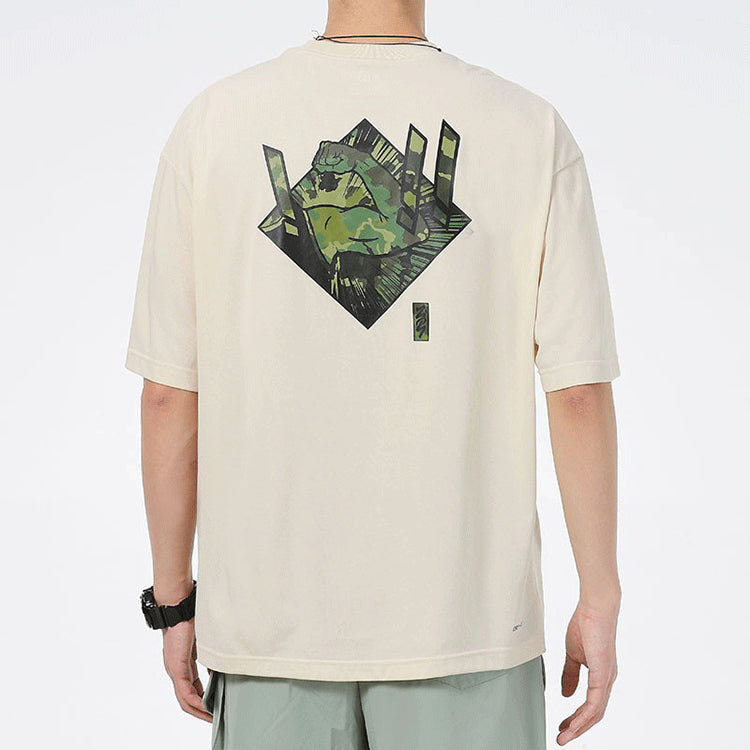 Men's Jordan Dri-FIT Zion Basketball Sports Printing Knit Round Neck Short Sleeve Creamy White T-Shirt DH0593-234