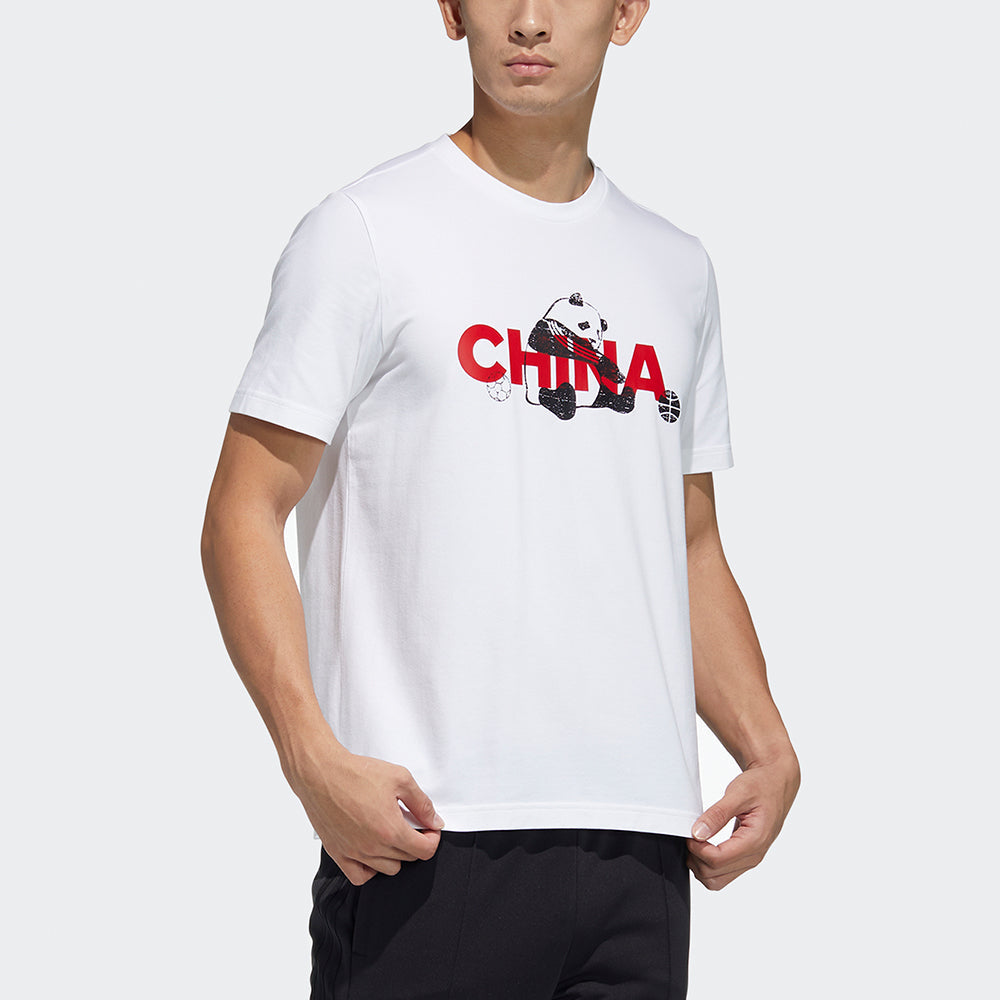 adidas China Tee M 2 Printed Crew Neck Short-sleeved White GP1848