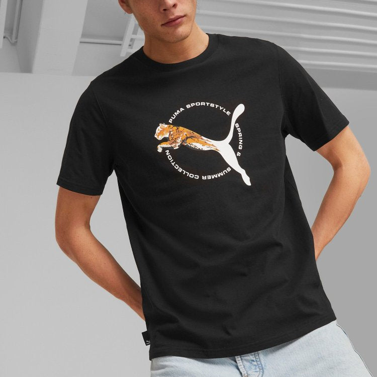 PUMA Real Cat Graphic T-Shirt 'Black' 622537-01
